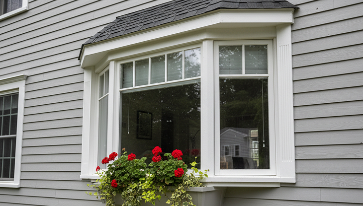 White vinyl bay window replacement